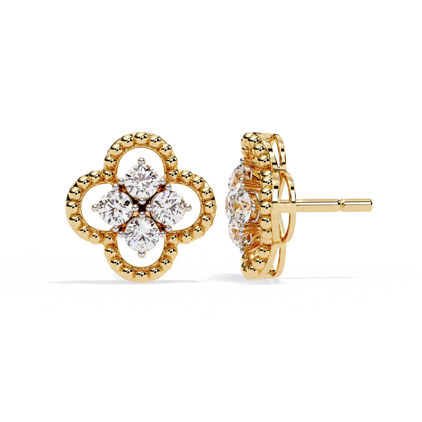 Four Stone Clover Diamond Earrings