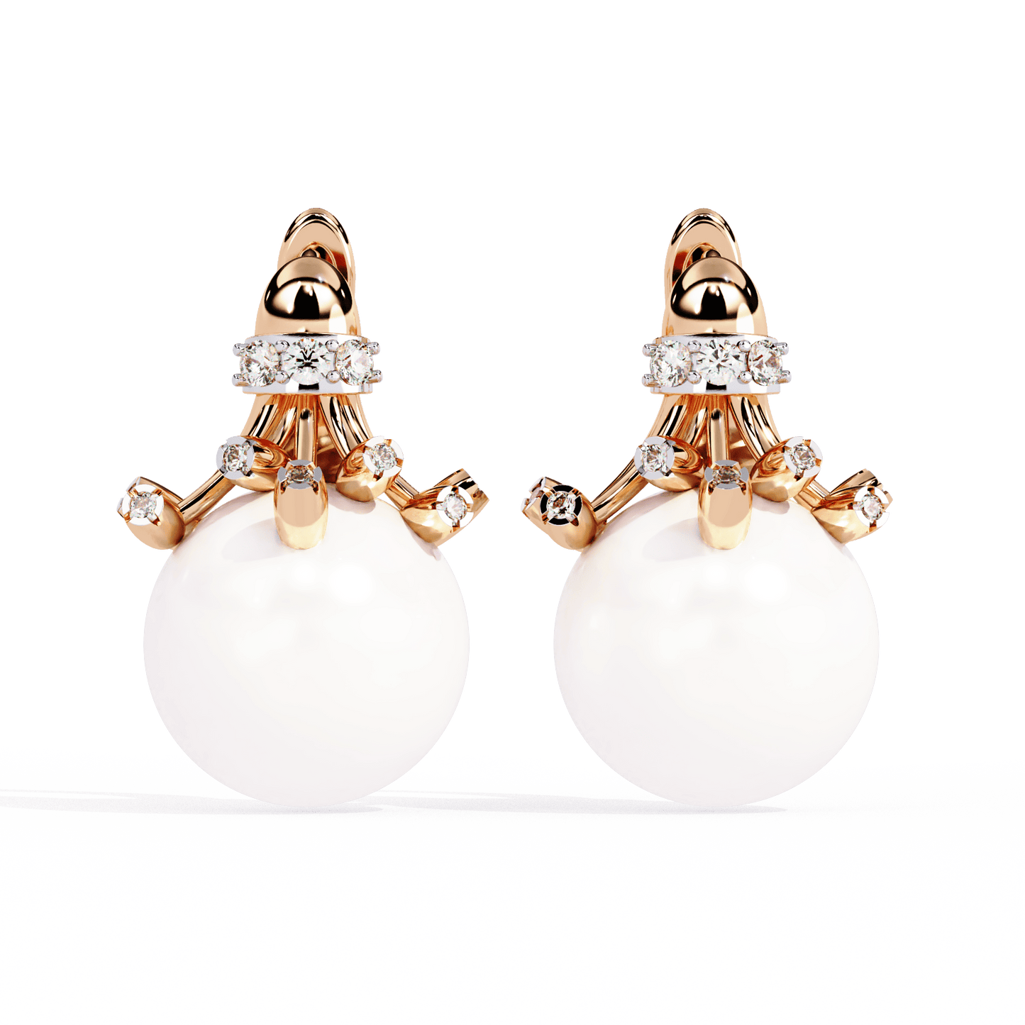 Pristine Pearl Diamond Earrings