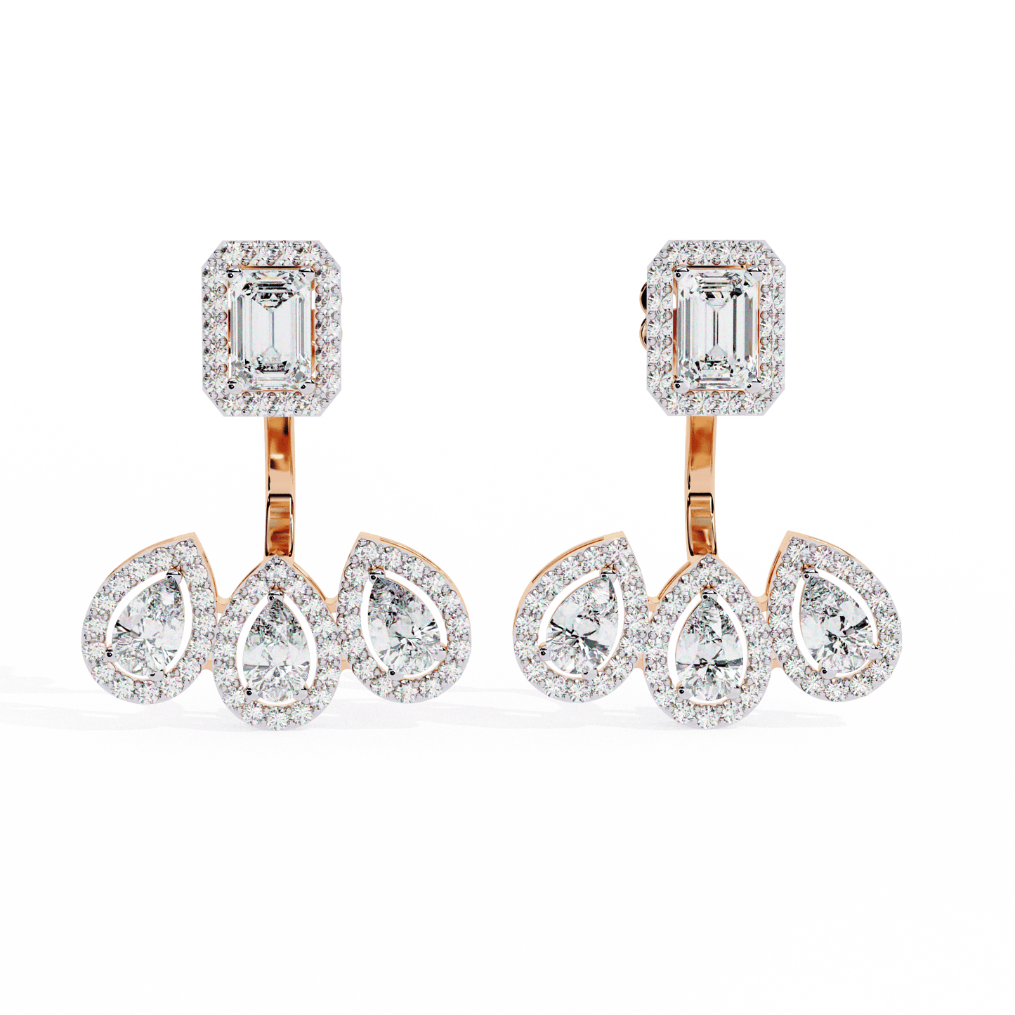Castle Chandelier Emerald Pear Solitaire Earrings