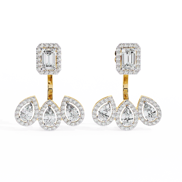 Castle Chandelier Emerald Pear Solitaire Earrings
