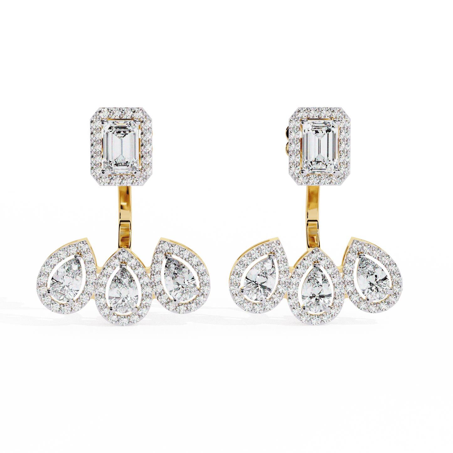 Castle Chandelier Emerald Pear Solitaire Earrings
