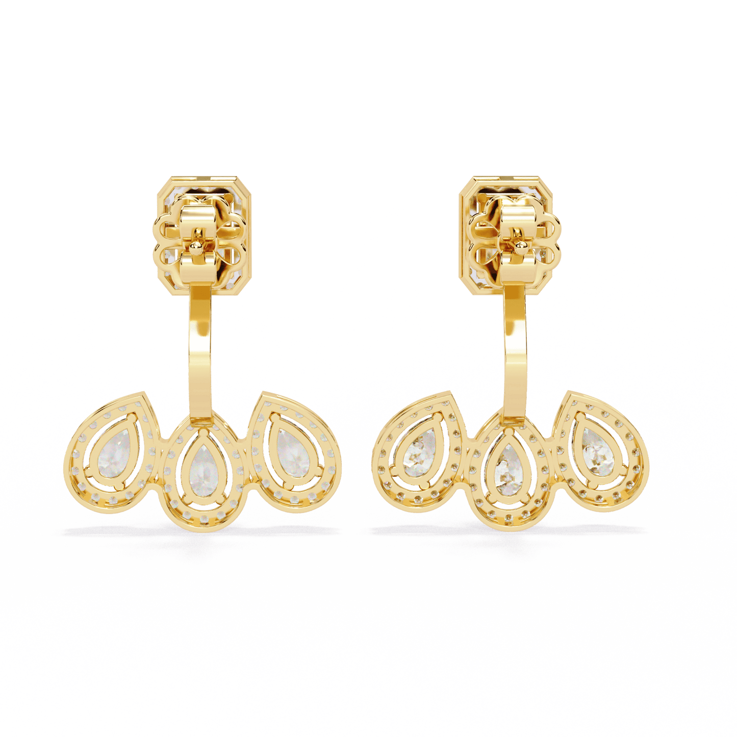 Castle Chandelier Emerald Pear Solitaire Earrings