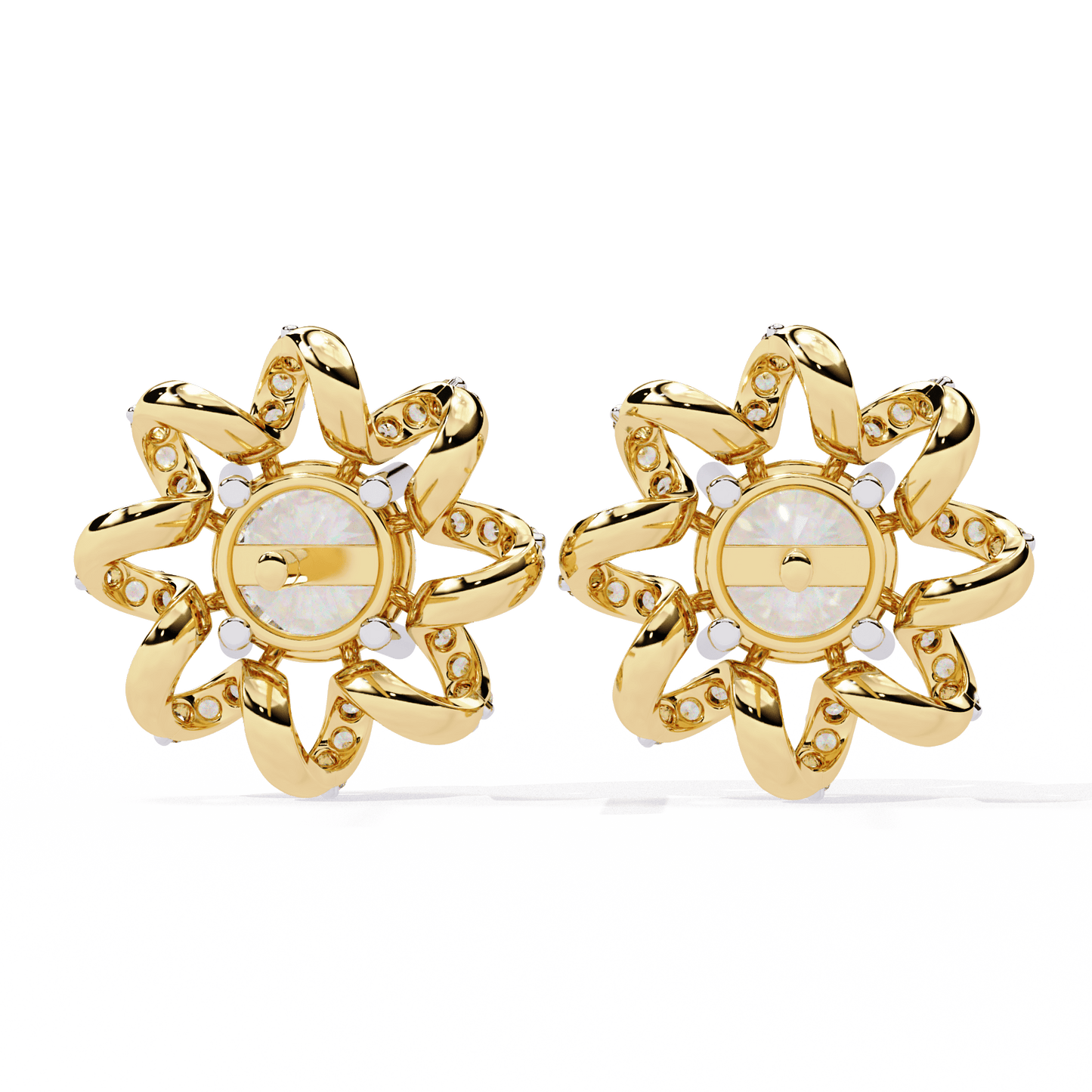 Spiral Flower Solitaire Earrings