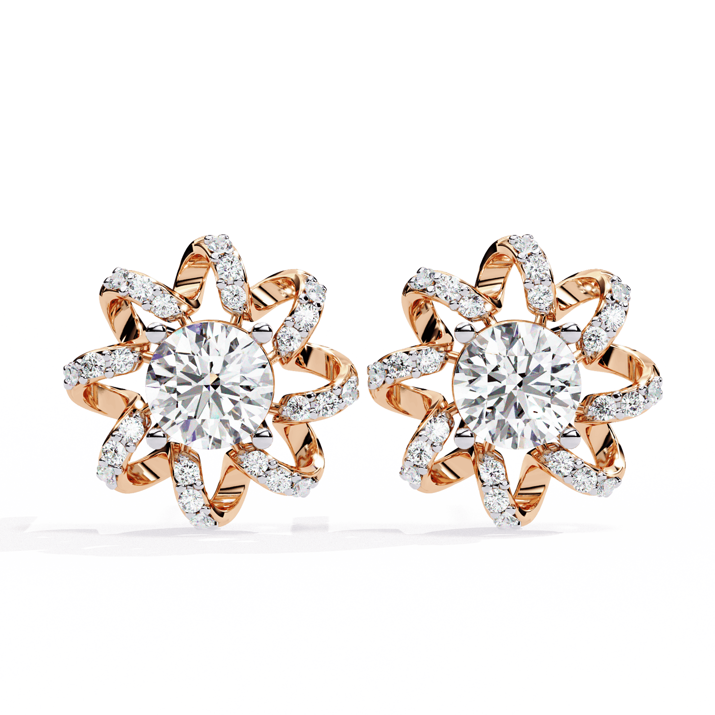 Spiral Flower Solitaire Earrings