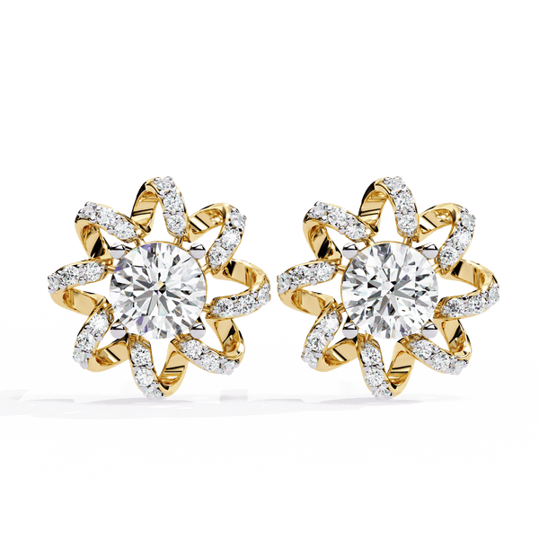 Spiral Flower Solitaire Earrings