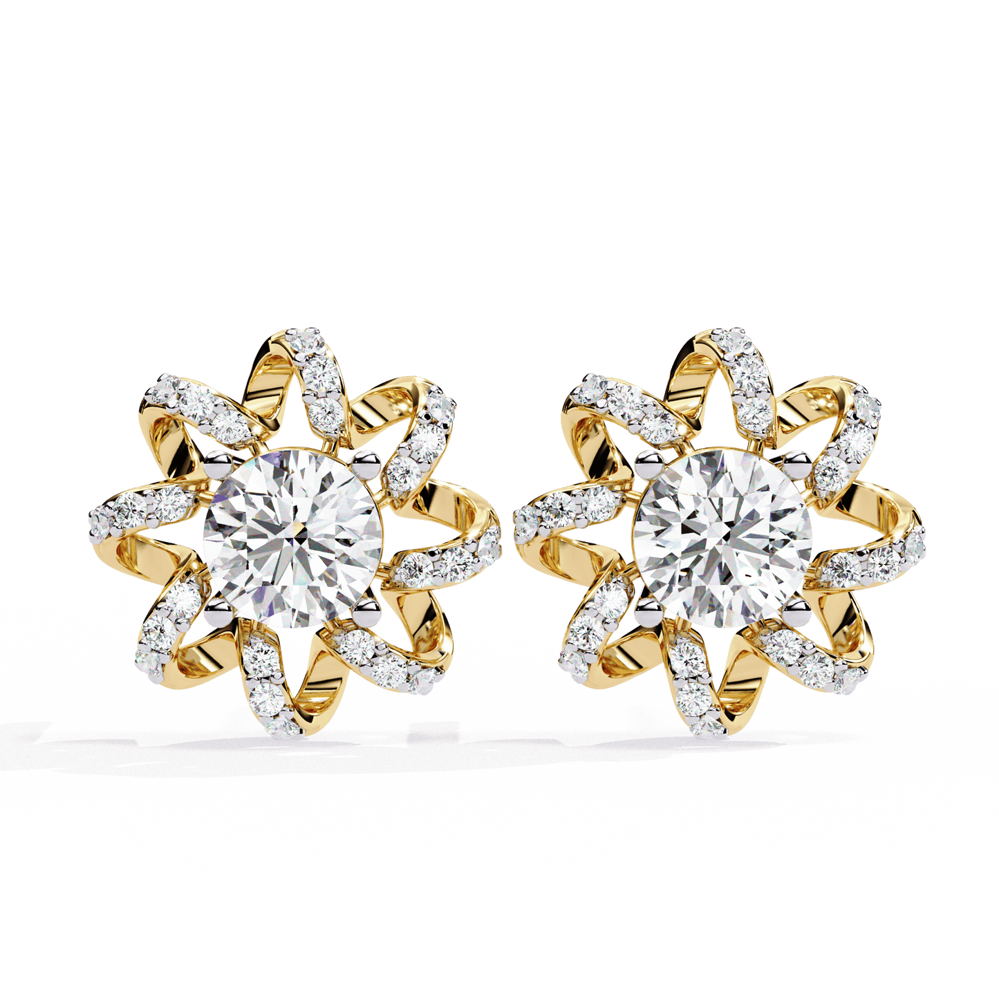 Spiral Flower Solitaire Earrings