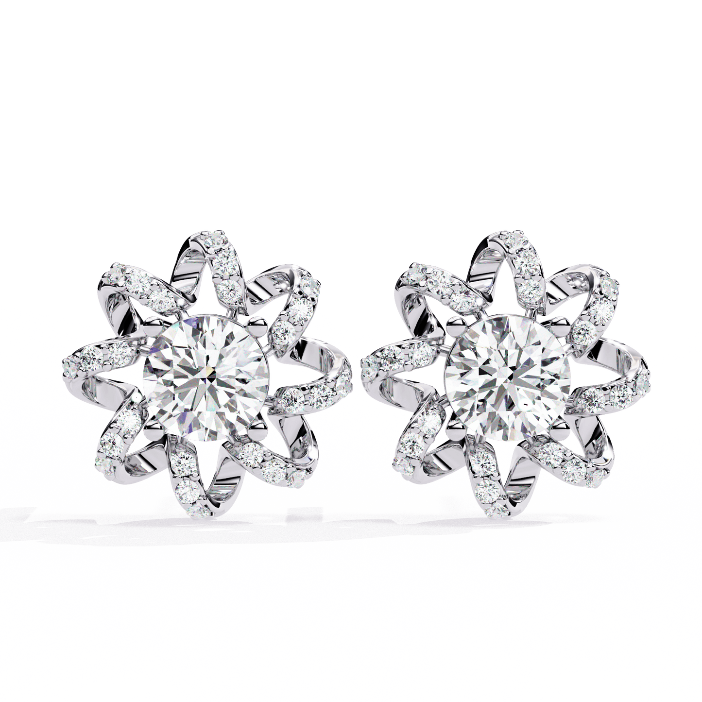 Spiral Flower Solitaire Earrings