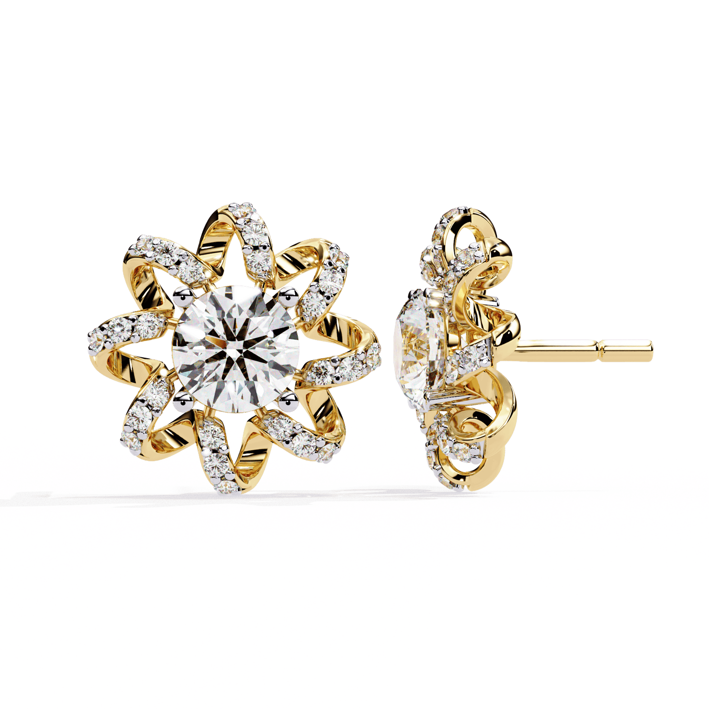 Spiral Flower Solitaire Earrings