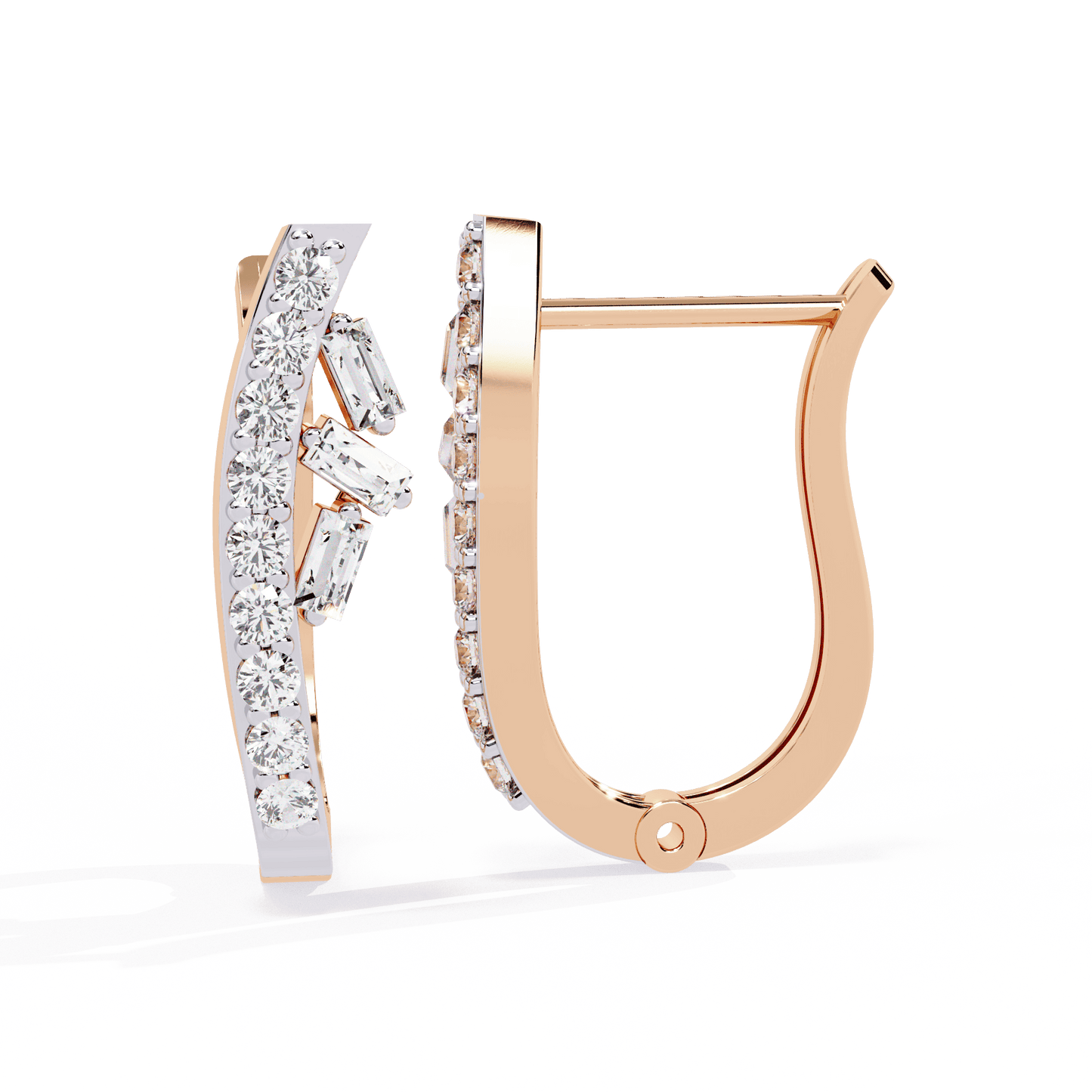 Custom Baguette and Round Hoop Earrings