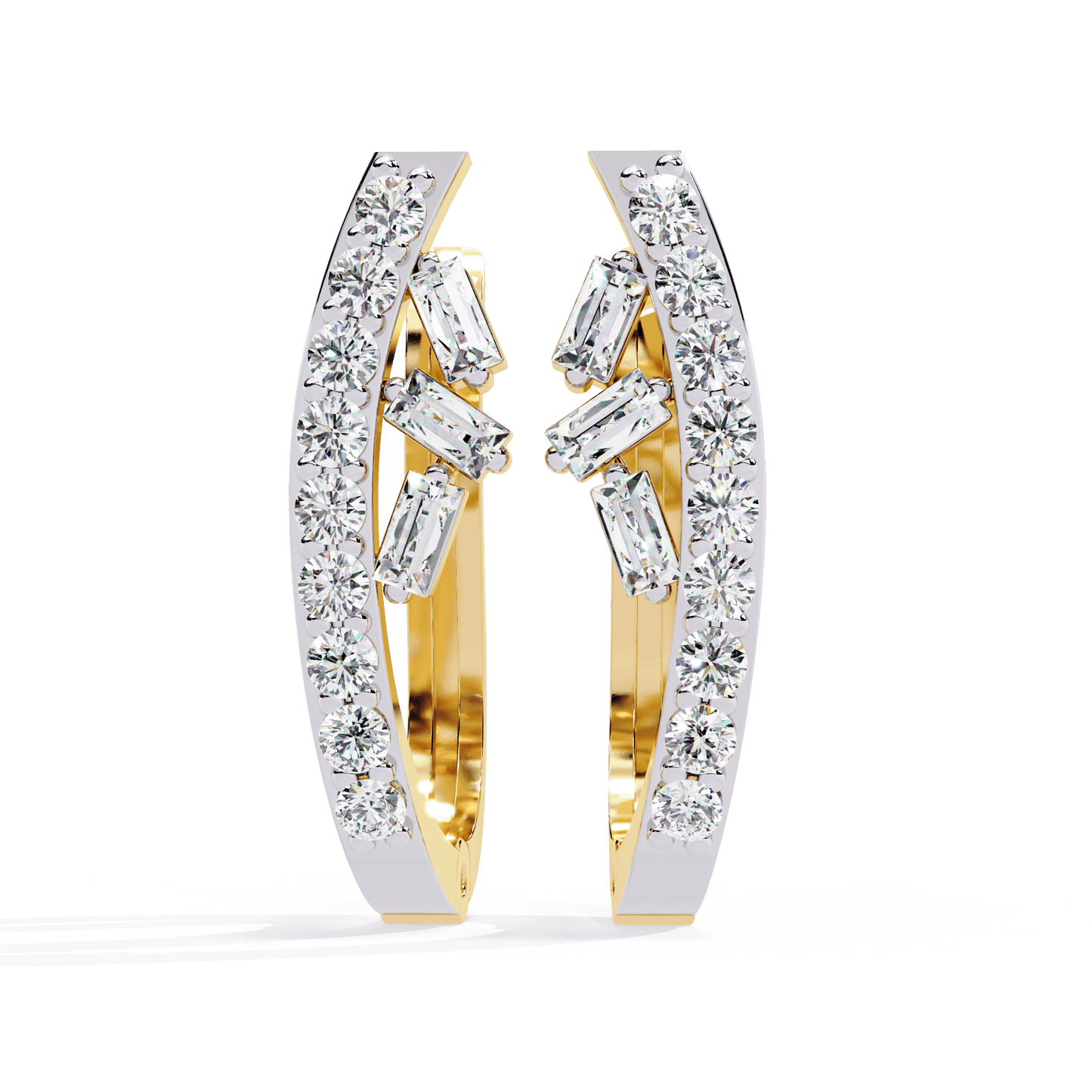 Custom Baguette and Round Hoop Earrings