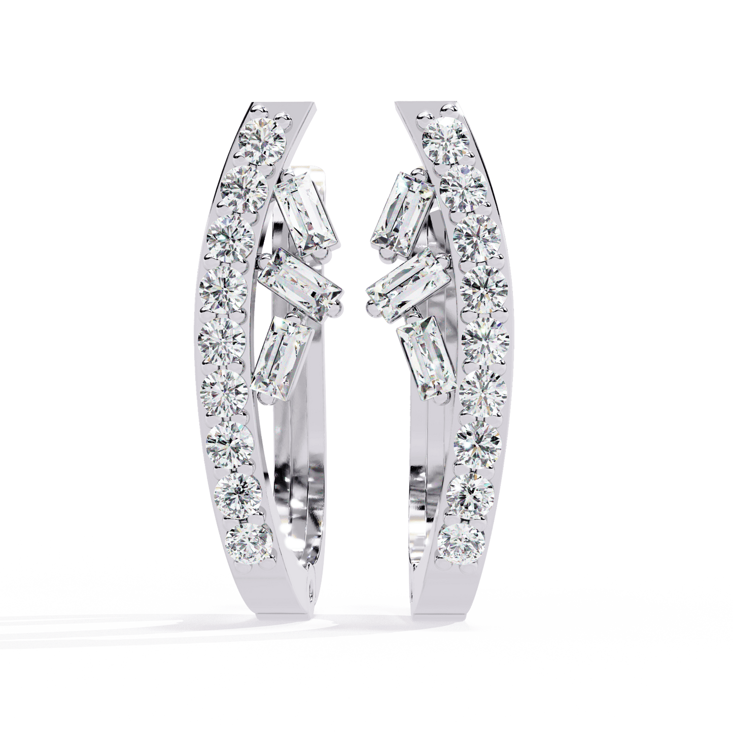 Custom Baguette and Round Hoop Earrings
