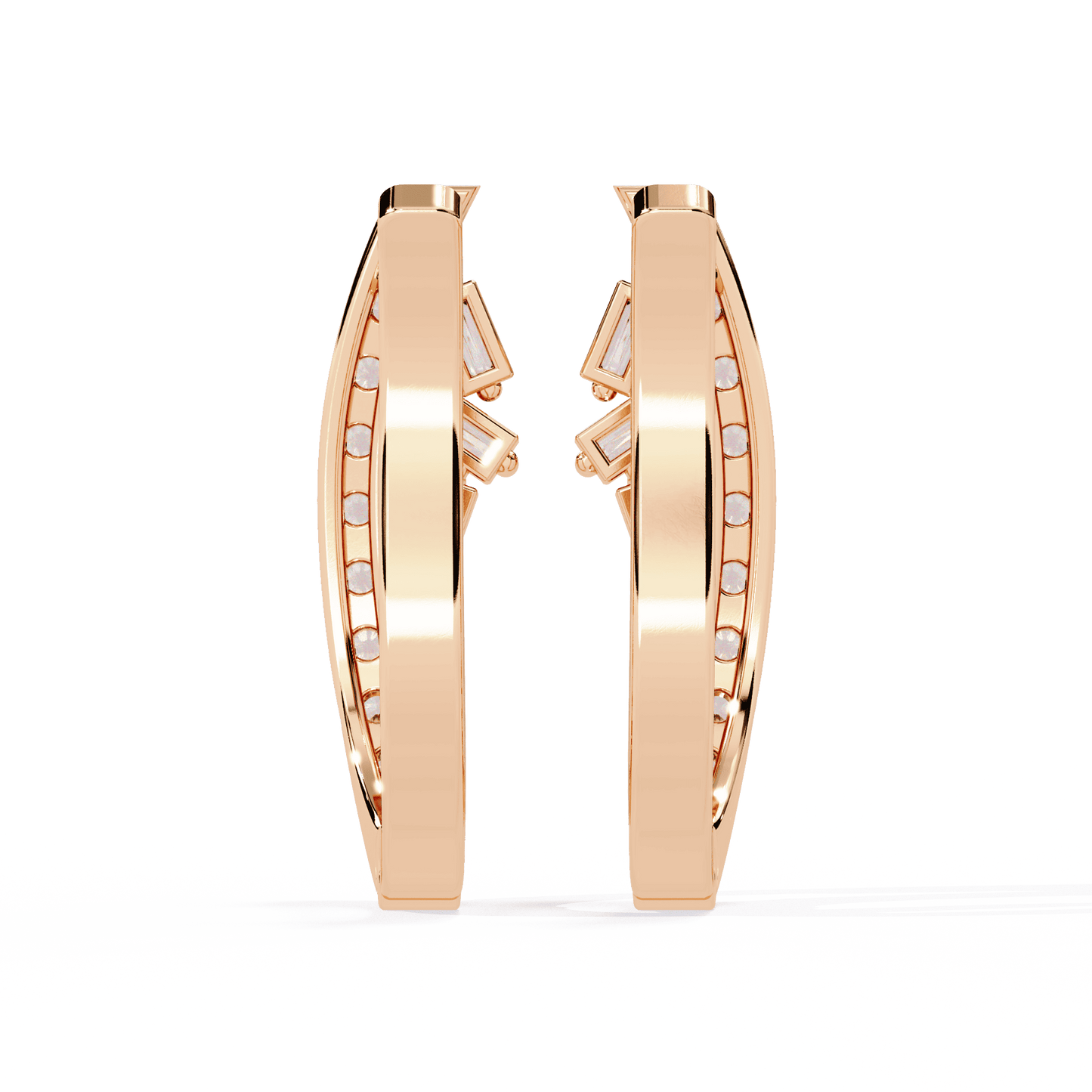 Custom Baguette and Round Hoop Earrings