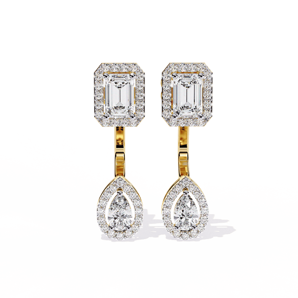 Emerald and Pear Designer Dangler Earrings