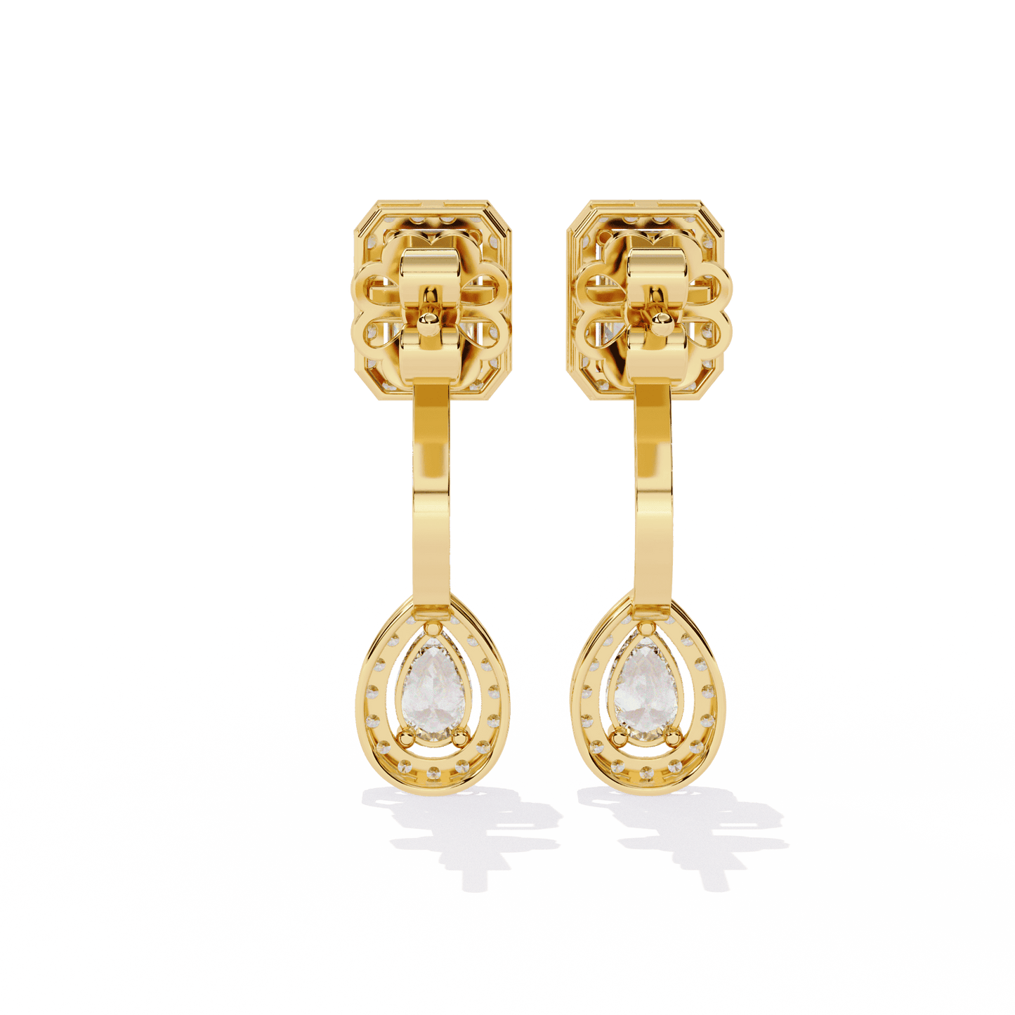 Emerald and Pear Designer Dangler Earrings