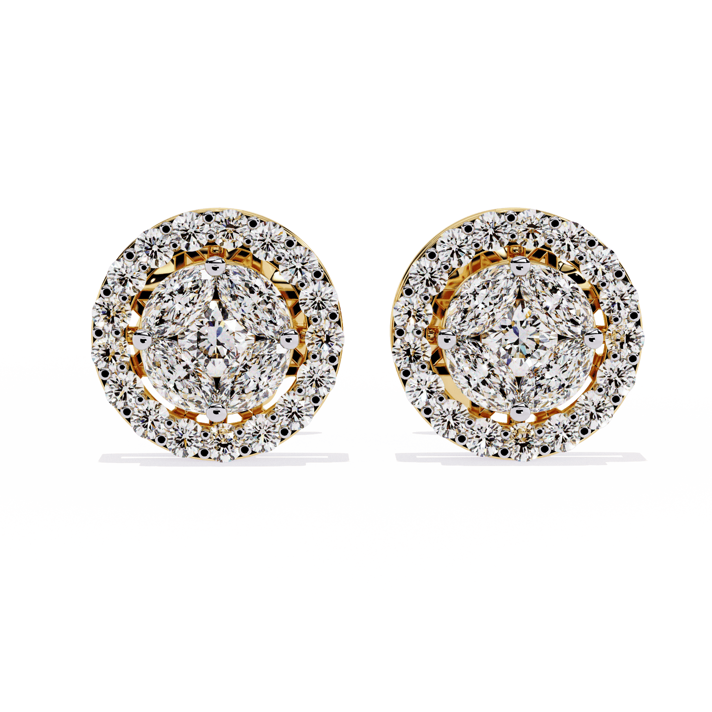 Marquise Round Mix Diamond Earrings