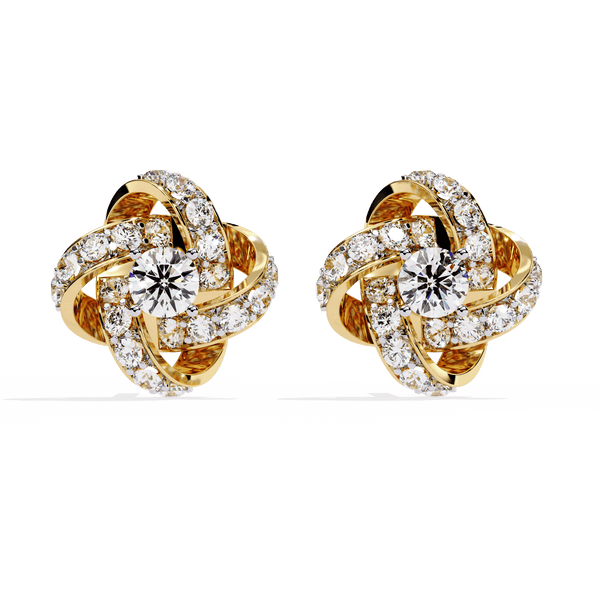Braided Bun Round Diamond Earrings