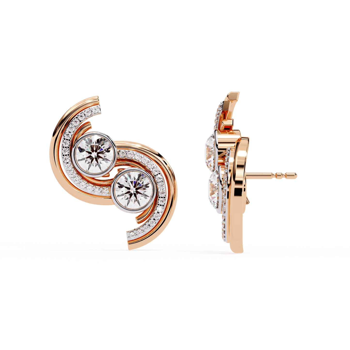 Designer Party Styled Round Solitaire Earrings