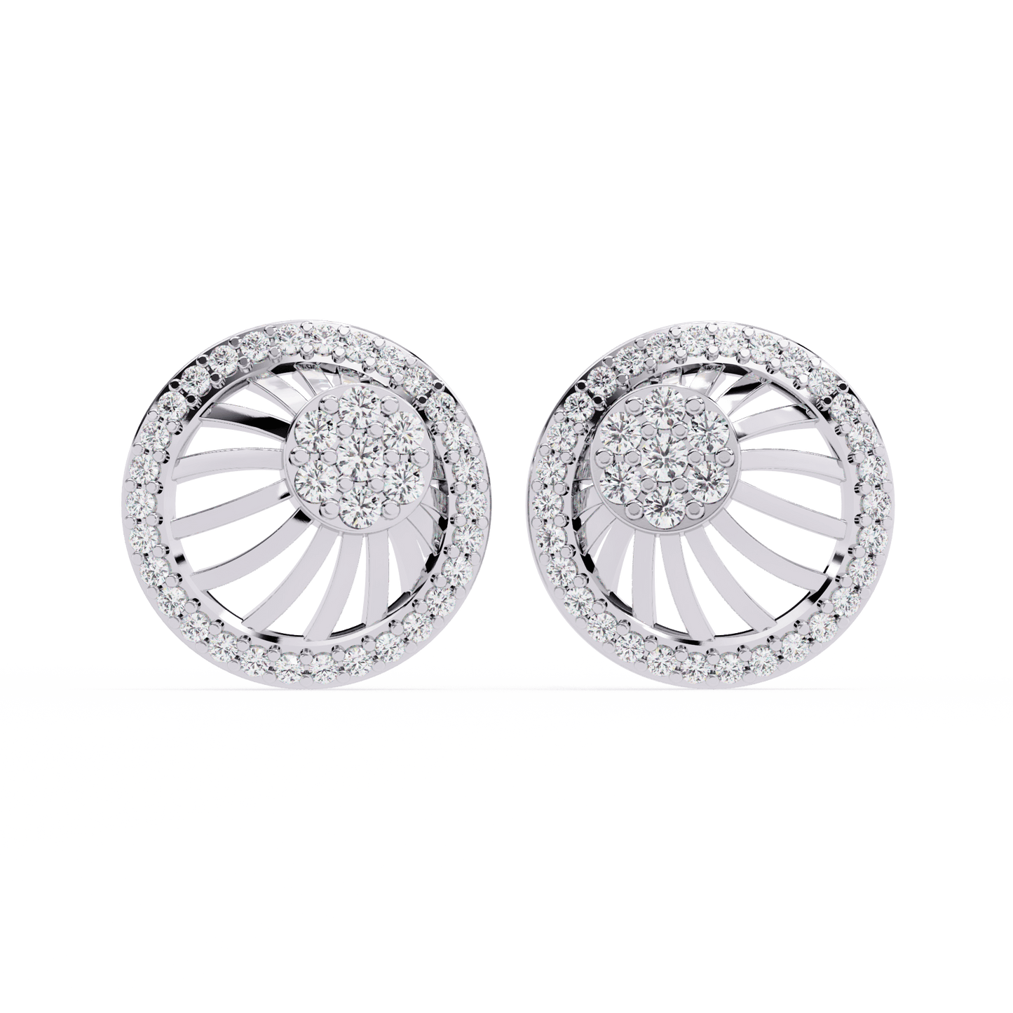 Radial Shaped Diamond Earrings
