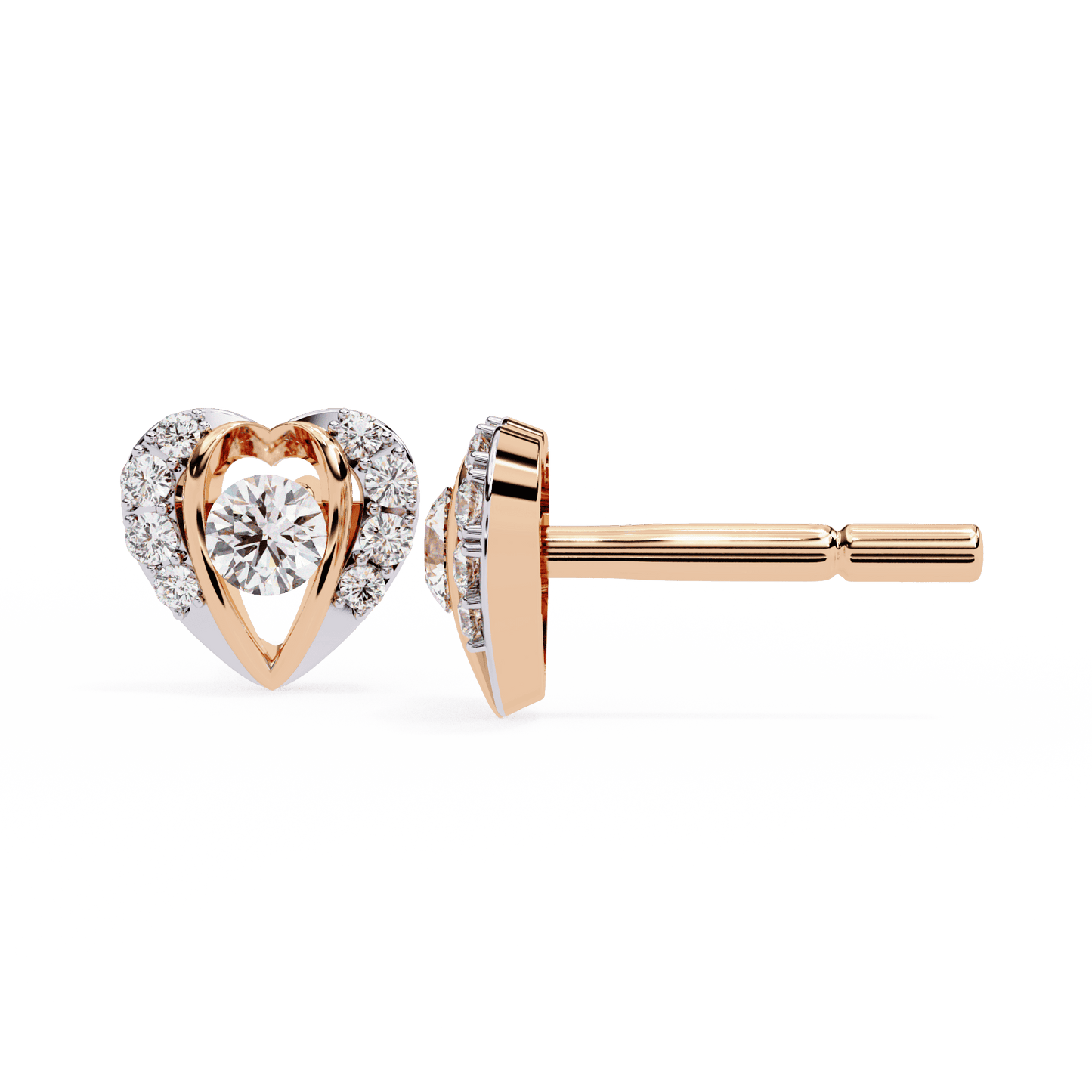 Love Hearts Round Diamond Earrings