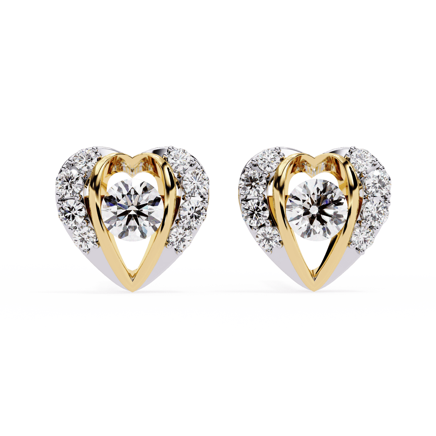 Love Hearts Round Diamond Earrings