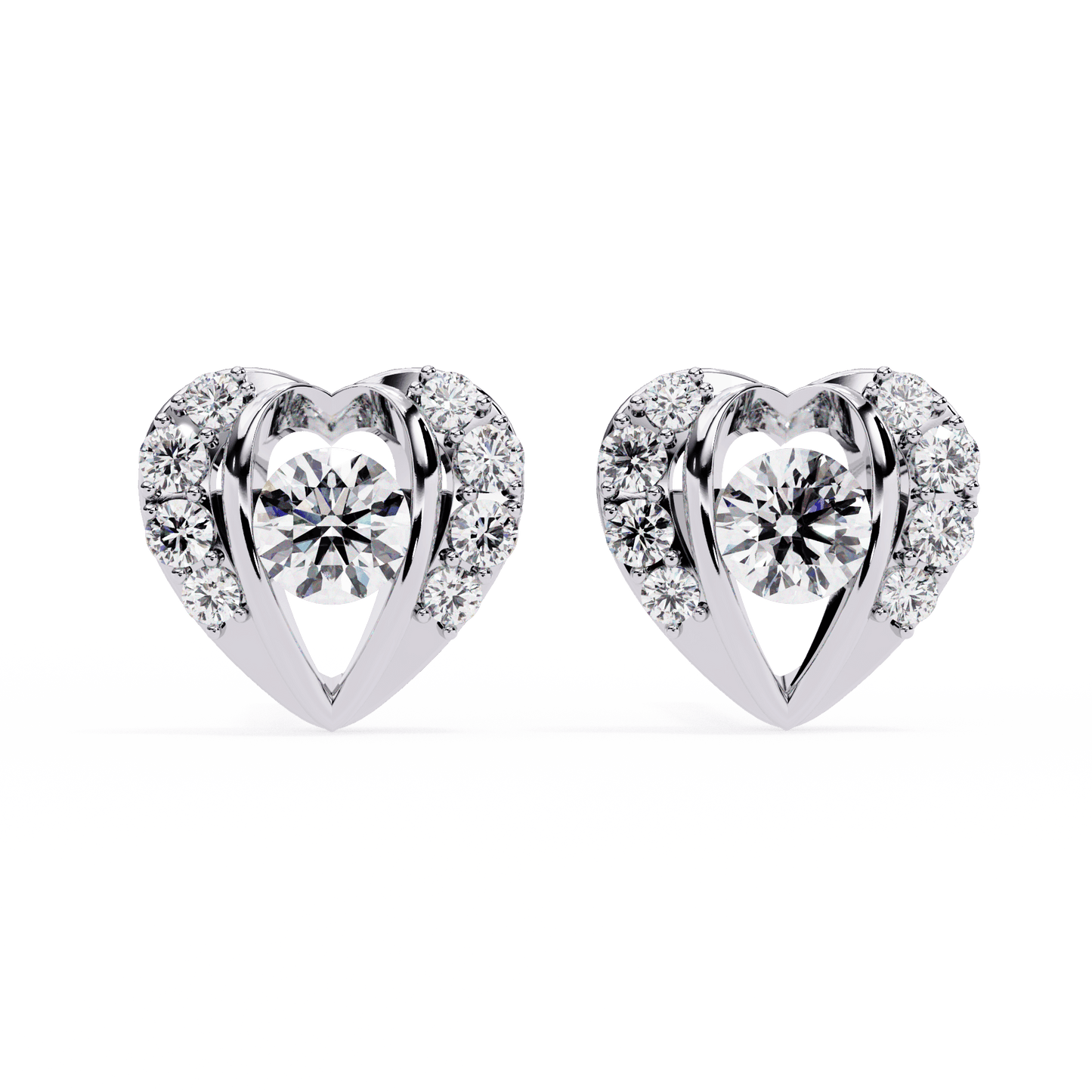 Love Hearts Round Diamond Earrings