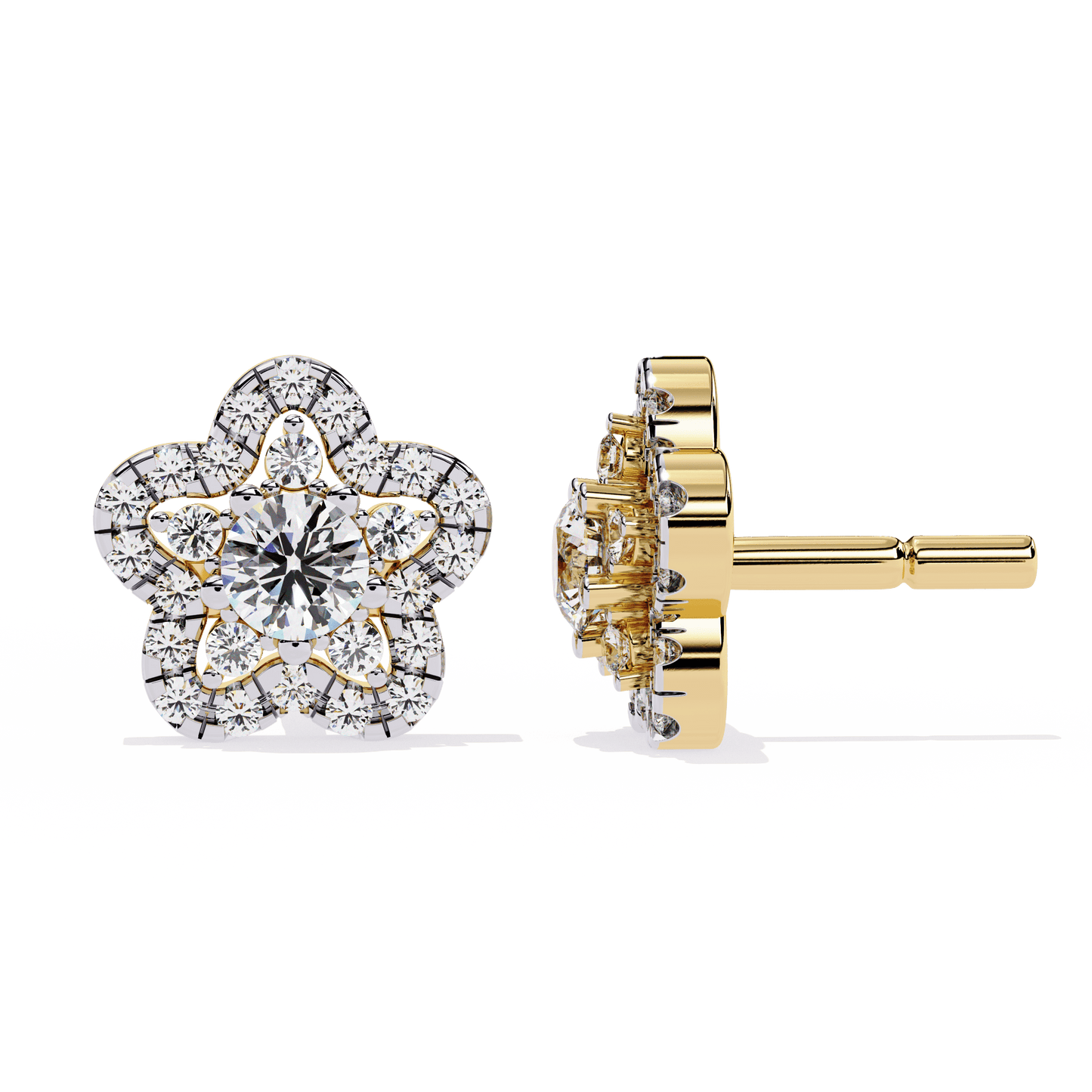 Floral Round Diamond Earrings