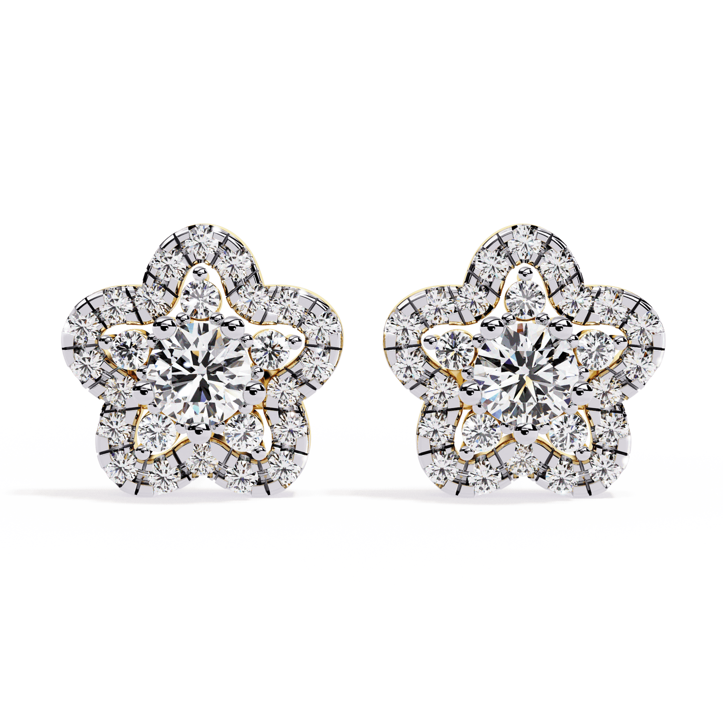 Floral Round Diamond Earrings