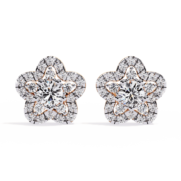 Floral Round Diamond Earrings