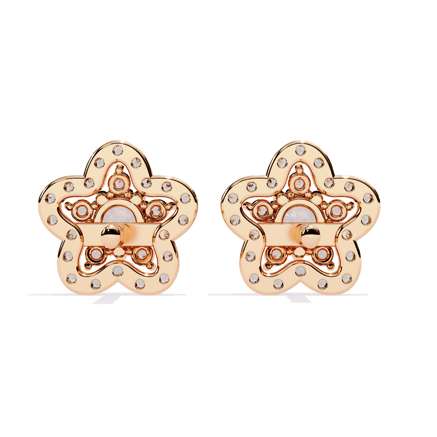 Floral Round Diamond Earrings