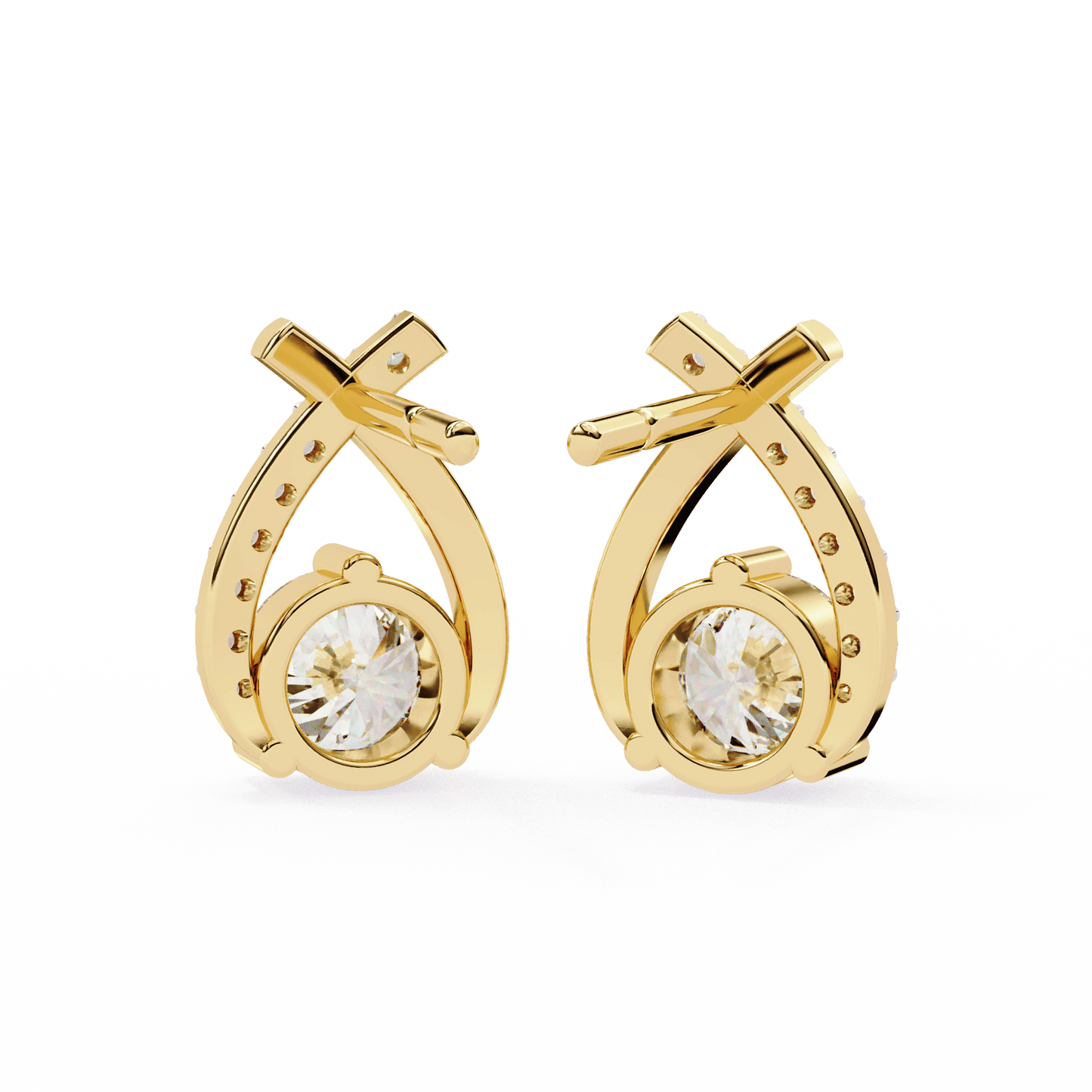 Tear Drop Shaped Round Solitaire Earrings