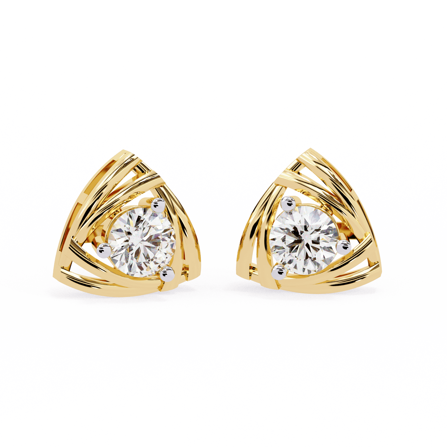 Triangular Shaped Gold and Solitaire Studs