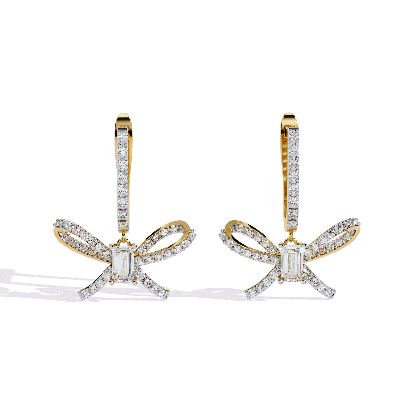 Emerald Knot n Bow Diamond Earrings