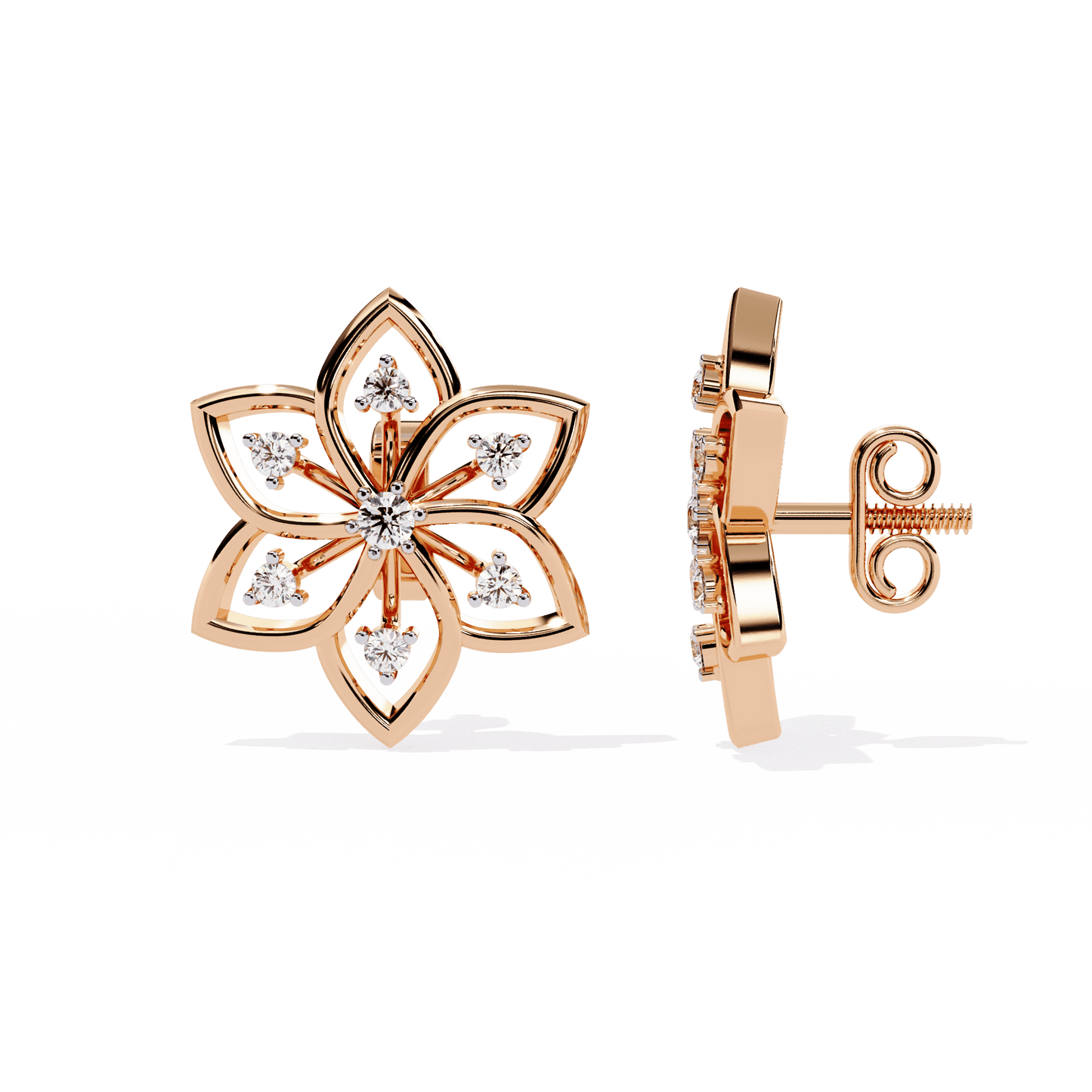 Radiant Flower Petal Diamond Earrings