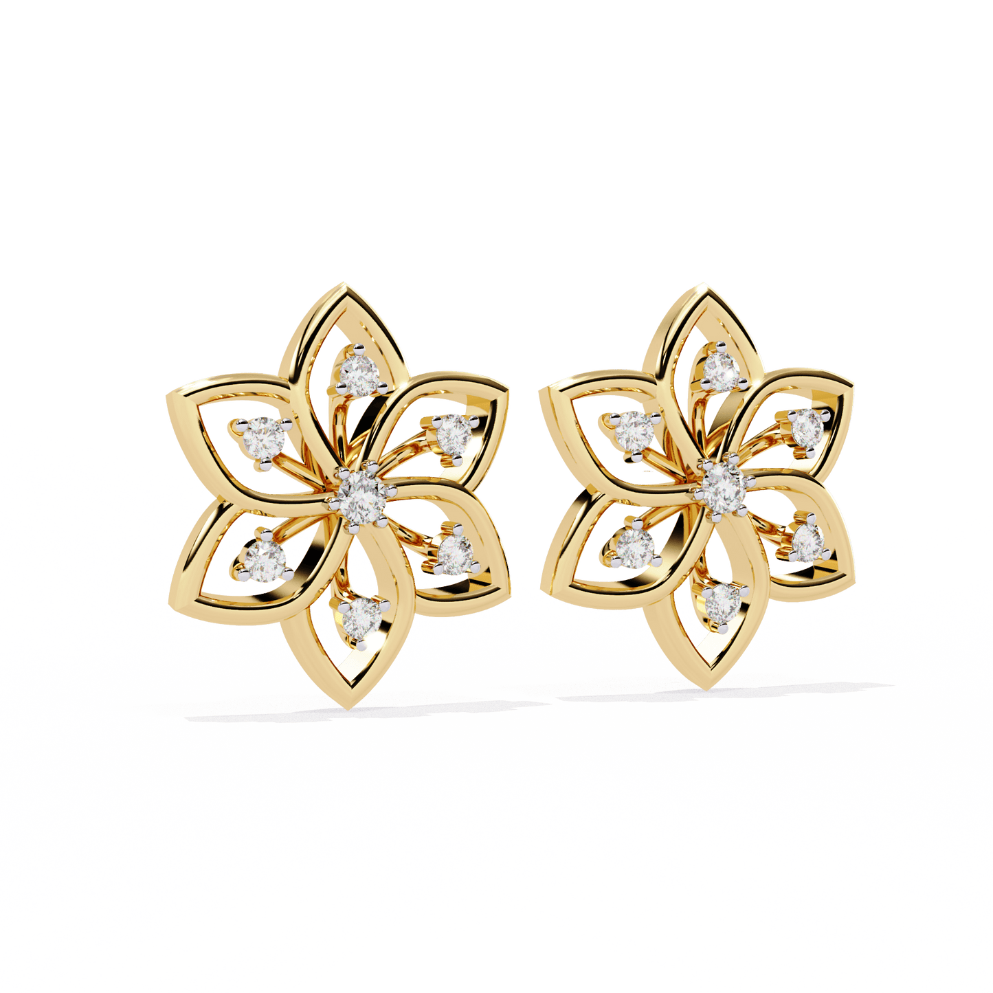 Radiant Flower Petal Diamond Earrings