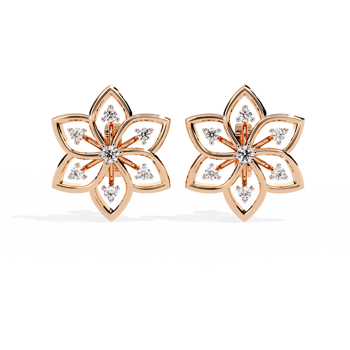 Radiant Flower Petal Diamond Earrings