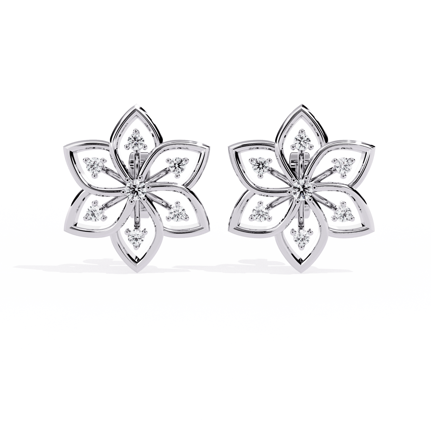 Radiant Flower Petal Diamond Earrings