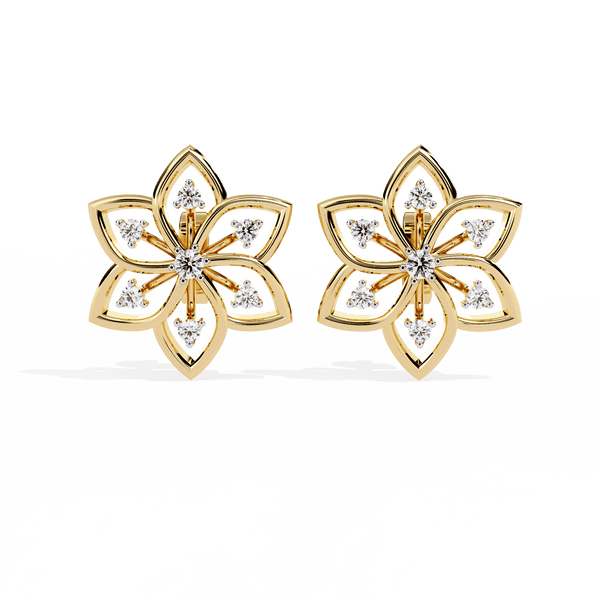 Radiant Flower Petal Diamond Earrings
