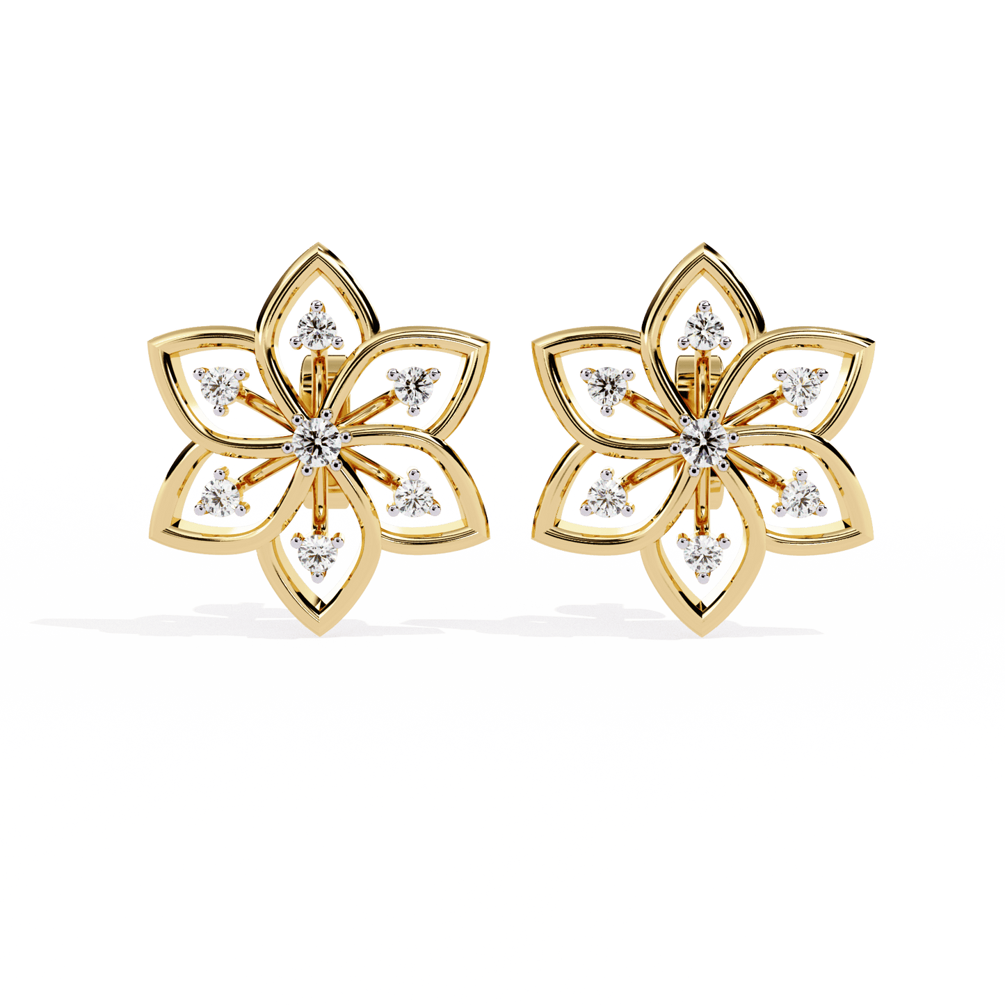 Radiant Flower Petal Diamond Earrings