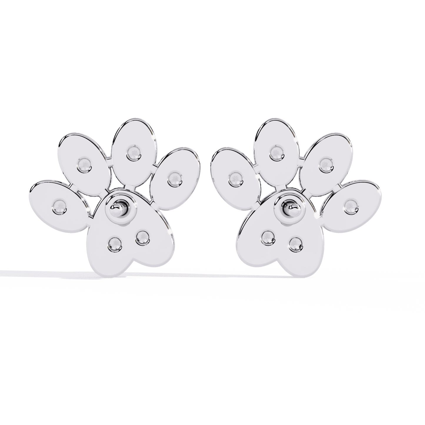 Paw Shaped Diamond Earrings