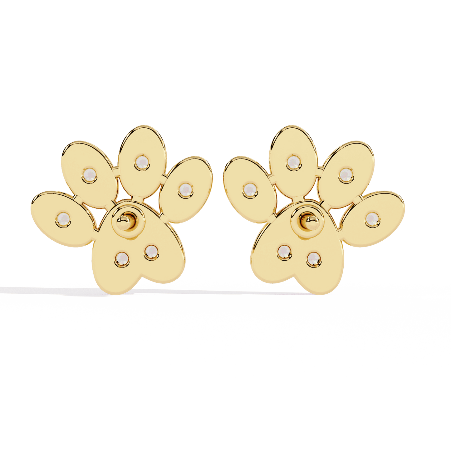 Paw Shaped Diamond Earrings