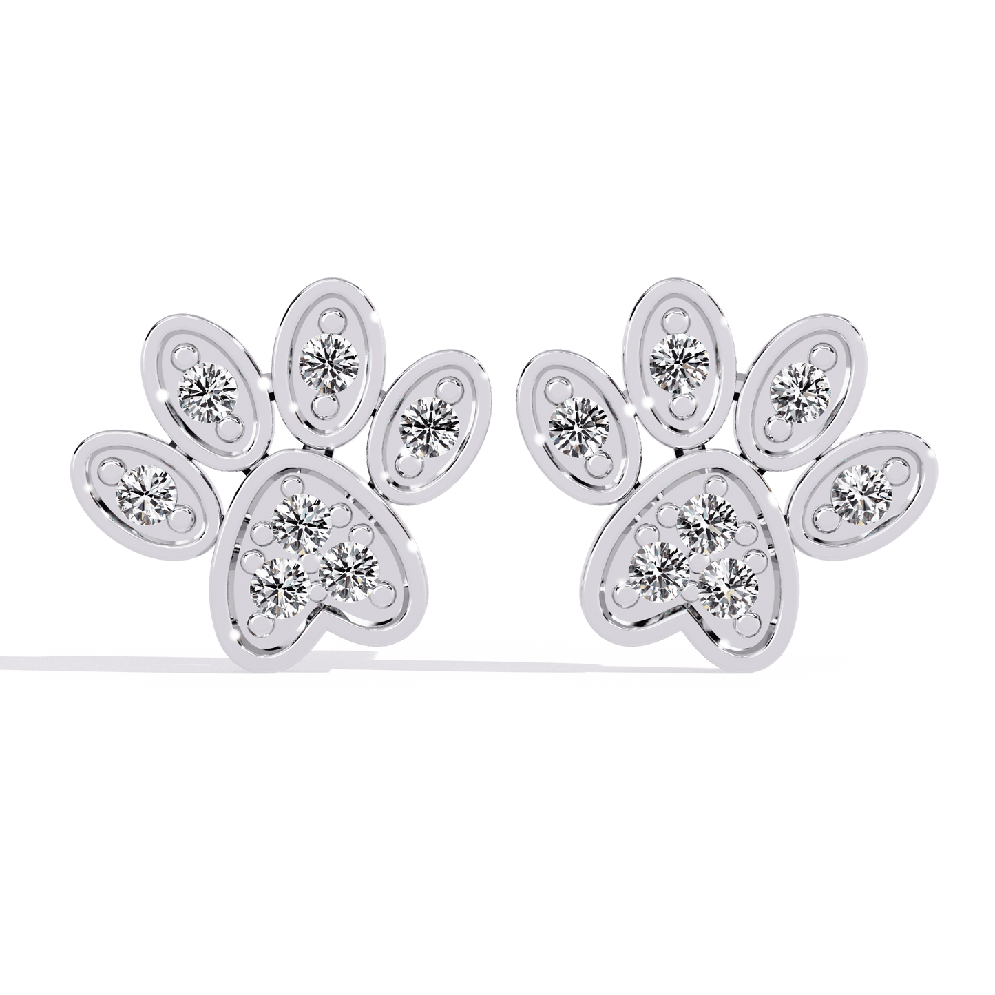 Paw Shaped Diamond Earrings