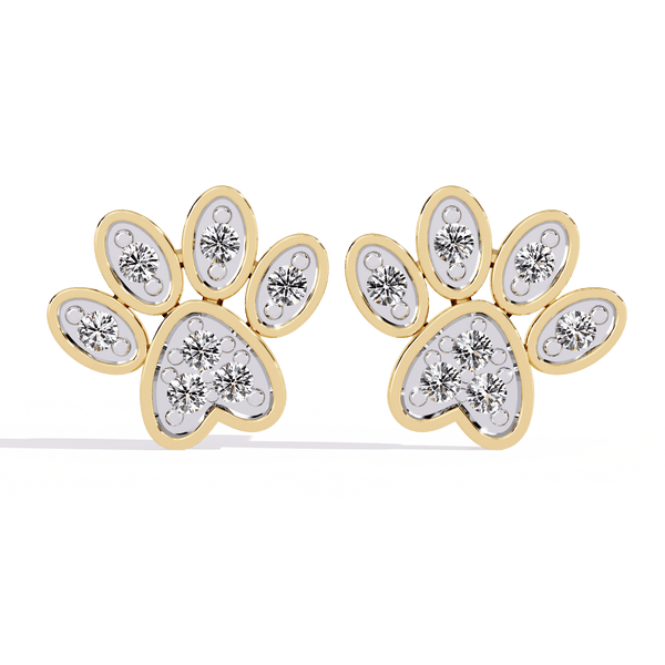 Paw Shaped Diamond Earrings
