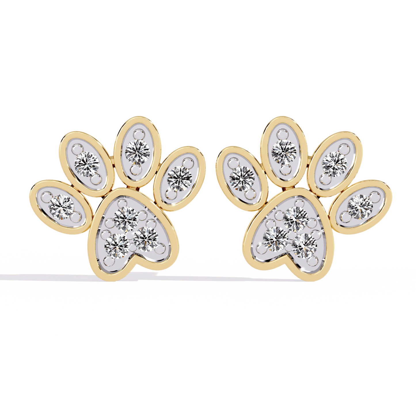 Paw Shaped Diamond Earrings