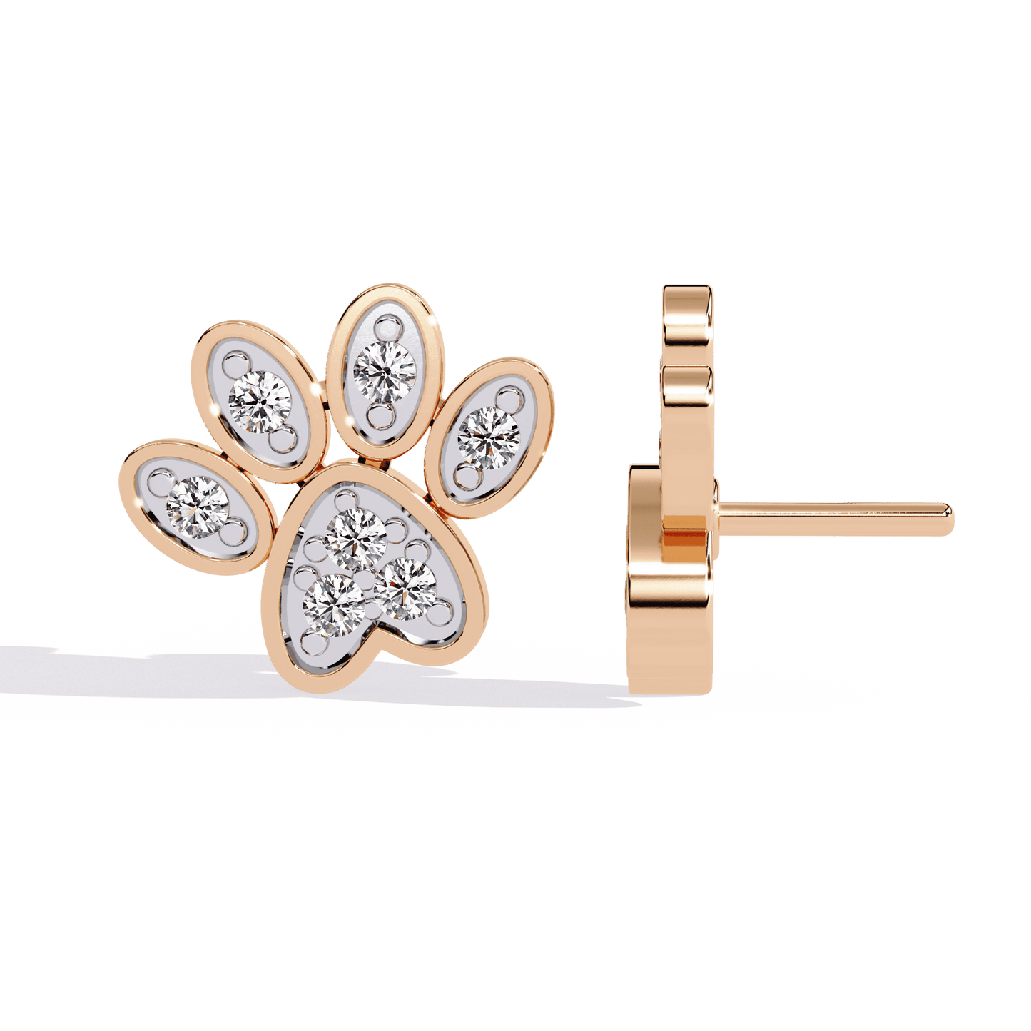 Paw Shaped Diamond Earrings