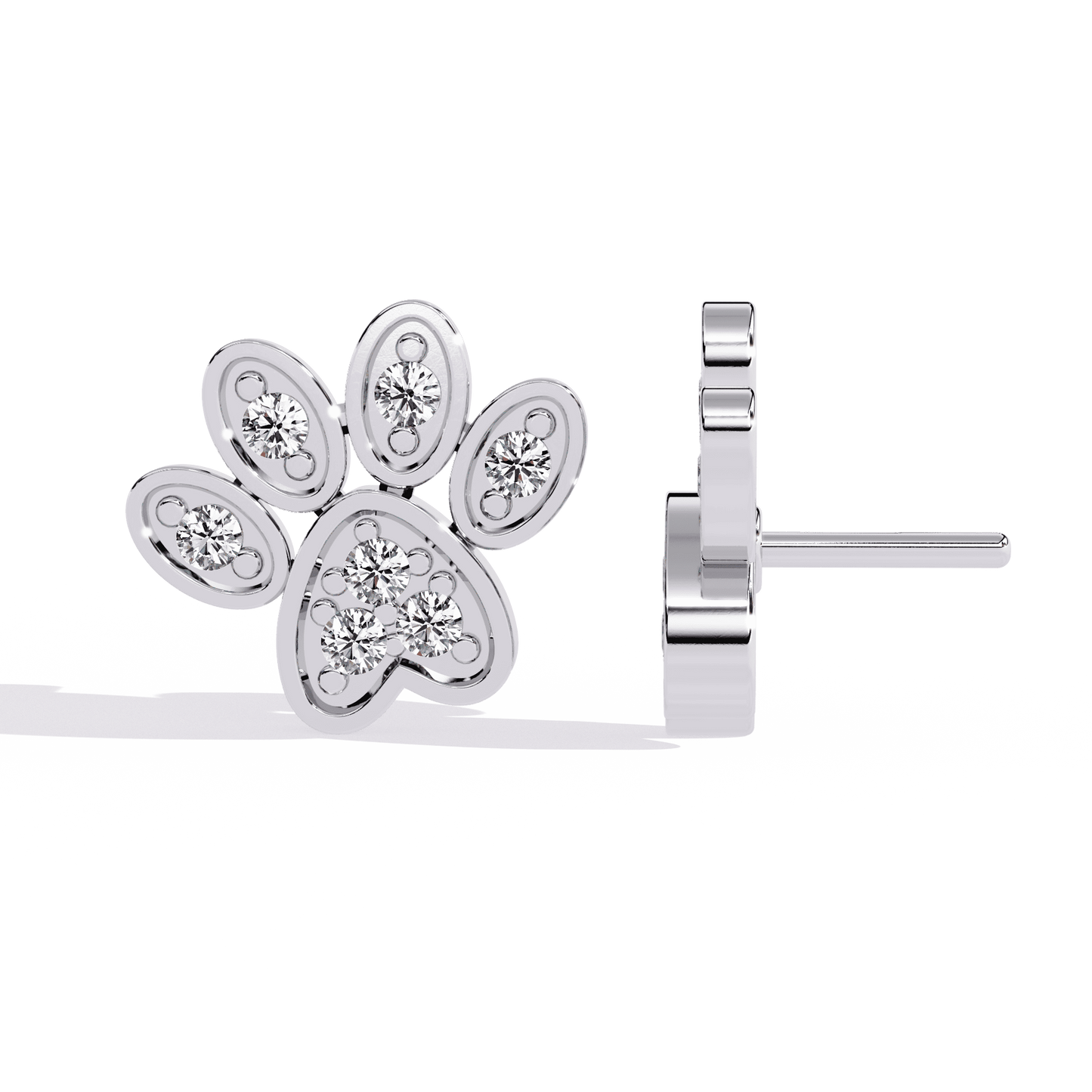 Paw Shaped Diamond Earrings