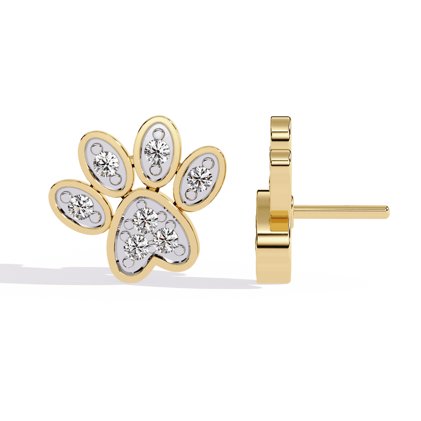 Paw Shaped Diamond Earrings