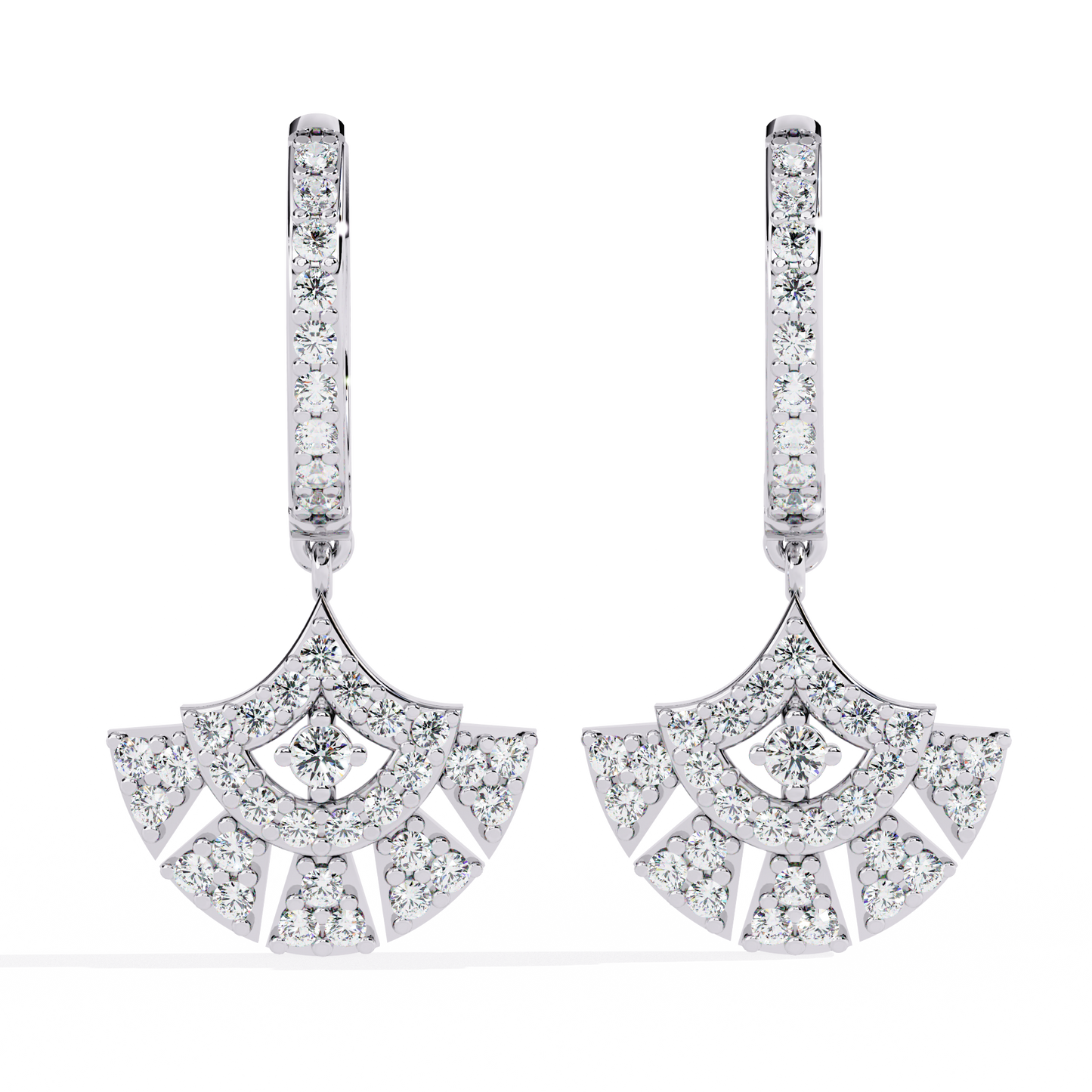 Diamond Fan Dangler Earrings