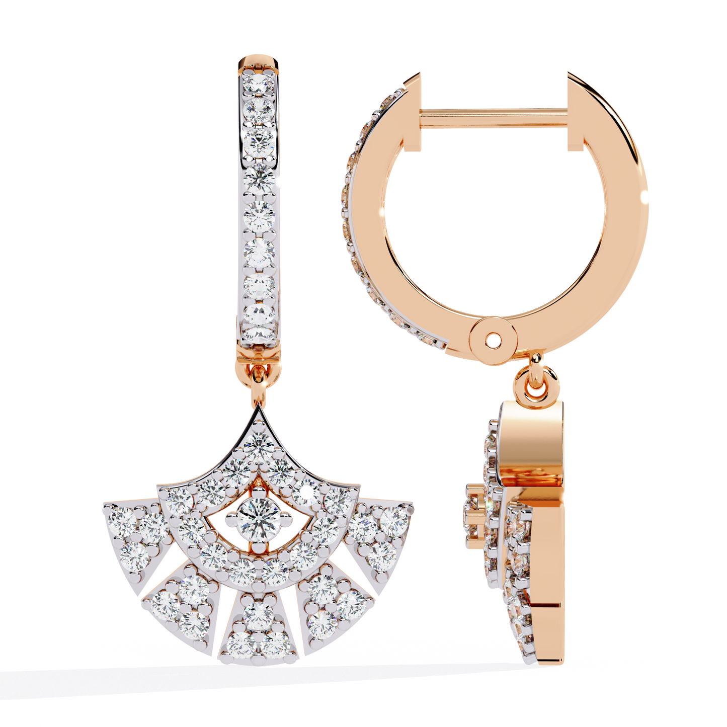 Diamond Fan Dangler Earrings