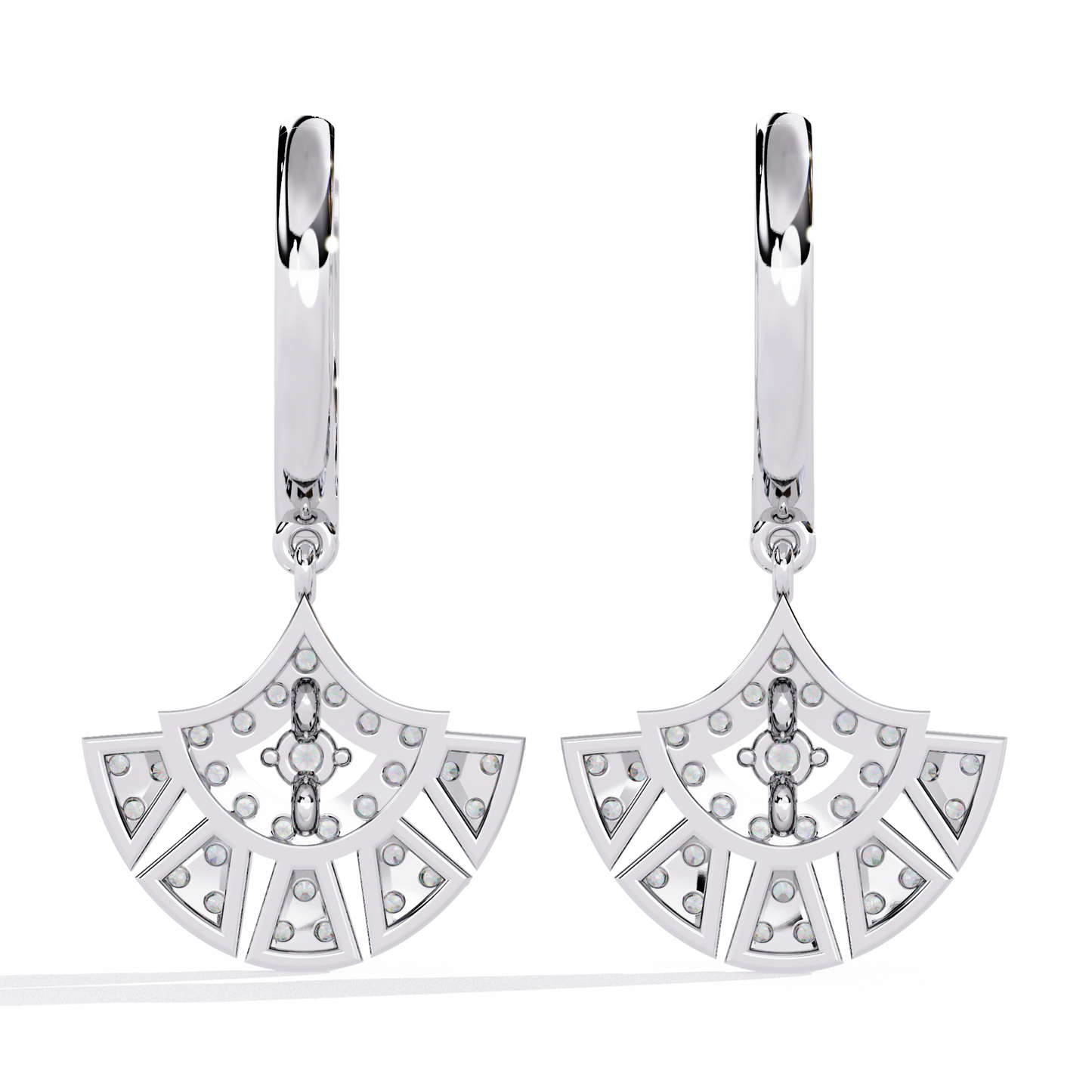 Diamond Fan Dangler Earrings
