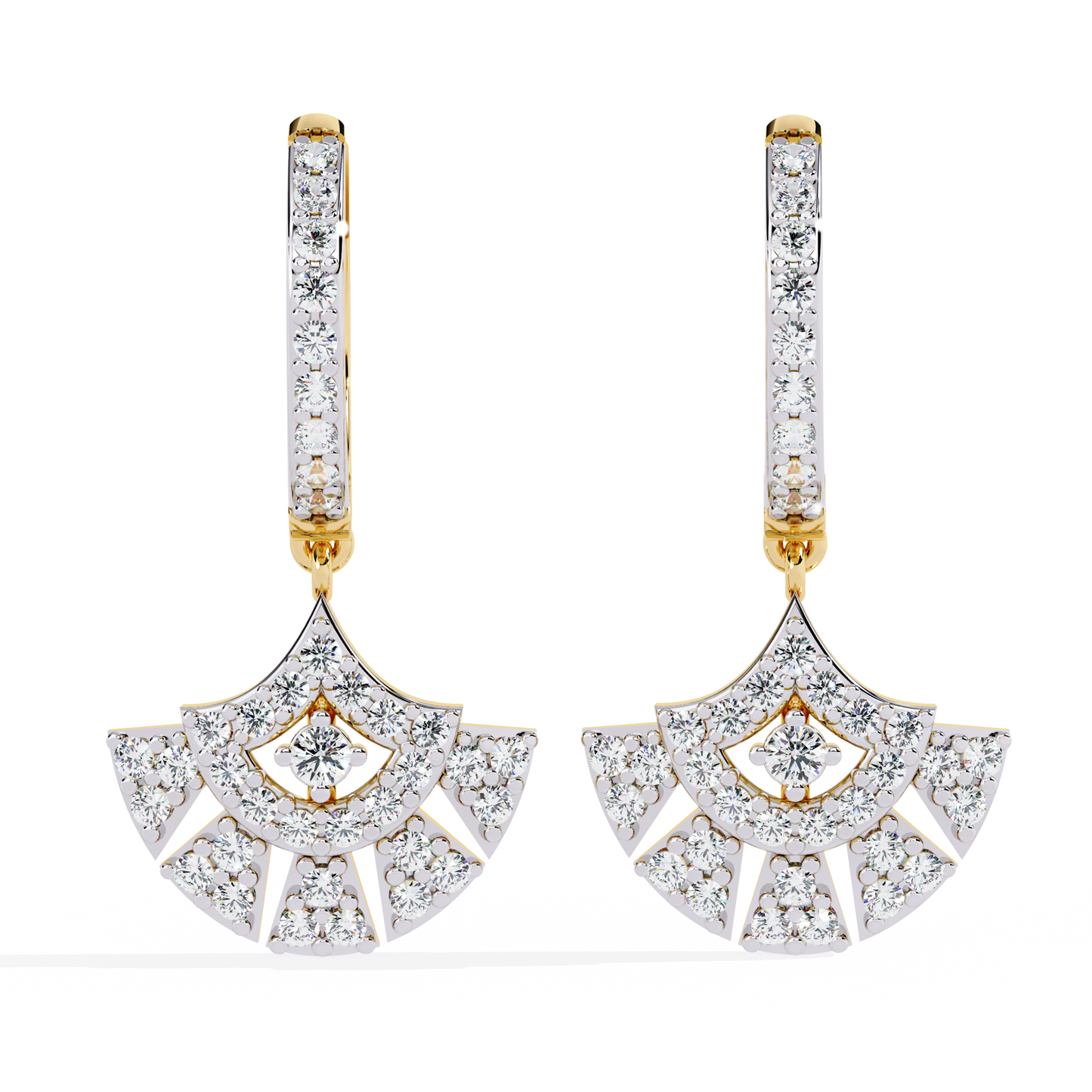 Diamond Fan Dangler Earrings